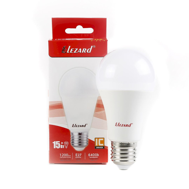 Лампа світлодіодна Lezard LED GLOB A60 15Вт, E27, 1200K (464-A60-2715)